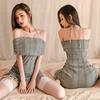 Ahegao Small Tight Knit Mini Sexy Sexy Sexy Virgin-Killing Sweater, Breasts, Dress, Length, Babydoll, Popular, Women's, Gray, Clothing, Costume,
