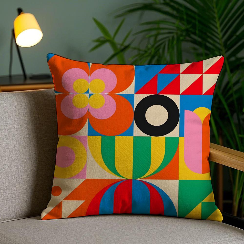 Geometric Patterns Cushion Cover Soft Short Plush Double-Sided Printing Home Decor Machine Washable Pillow Case Gift