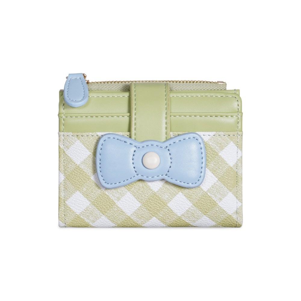 Portable Checkered Bow Wallet Multiple Card Slots Dopamine Card Bags Coin Purse Gifts зелёный