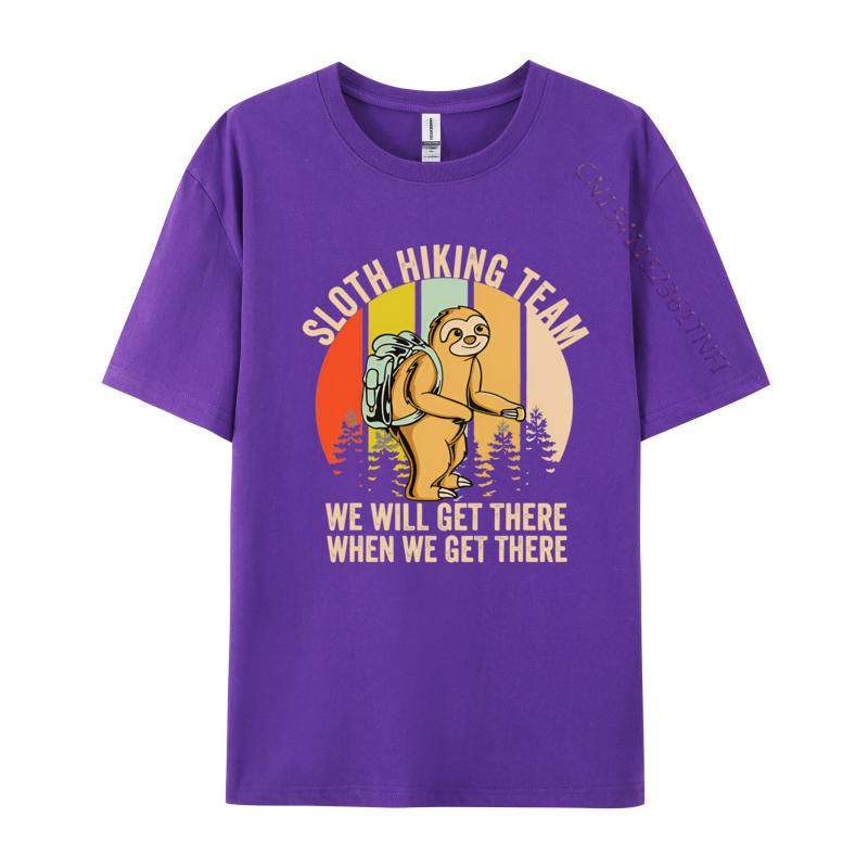 Retro Sloth Hiking Team Well Get There TShirt Men Rife Normal Tops Tees Cotton T Shirts Gift For Mom