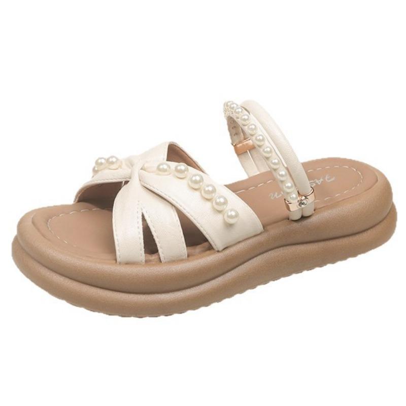 Pearl thick-soled women's cool slippers women's summer wear new models with skirts fashionable pregnant women's flip-flops