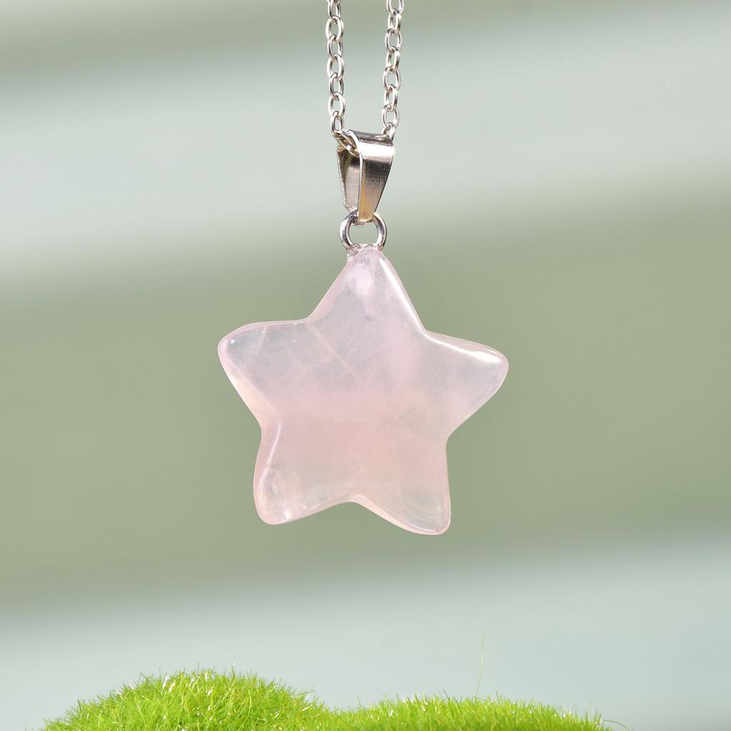 1pc Natural Stone Pendant Five-pointed Star Shape Amethyst Lapis Lazuli Lady Charm Necklace Jewelry Gifts Pendant