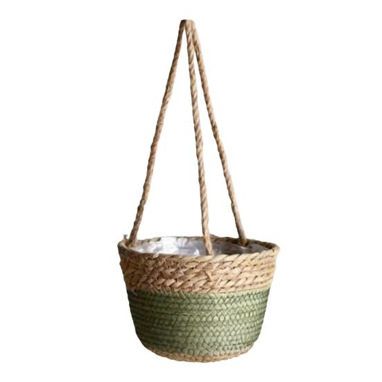 

Flowerpot Cotton Rope Hanging Flower Basket Sturdy Handwoven Planter Rustic Charm Plant Holder Orchid Growing Pot зелений
