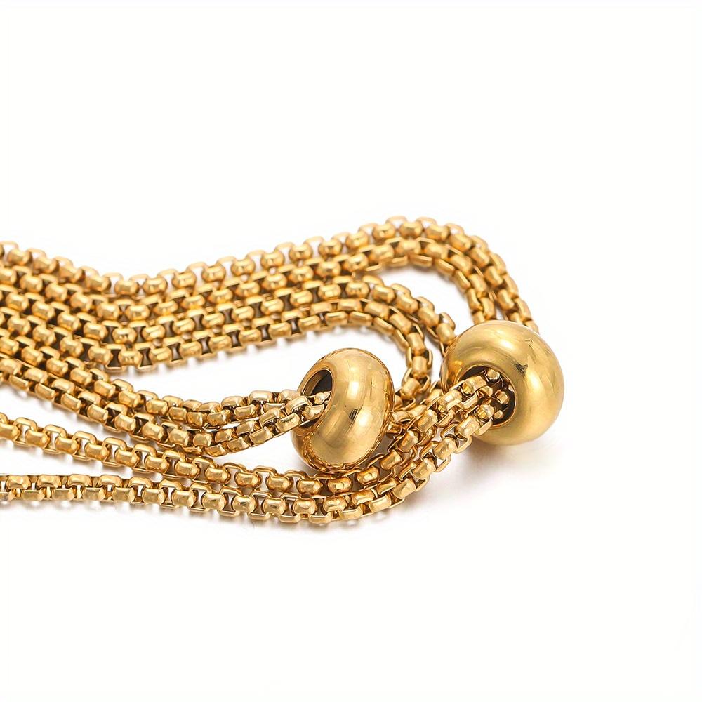 3Pcs/Lot Stainless Steel Slide Bracelets Adjustable Chains Bracelet with Rubber Beads for Jewelry Making Accessories