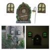 Fairy Miniature 4pcs Tree Door Window Door Glow Gnome Elf Home Sculpture Statues