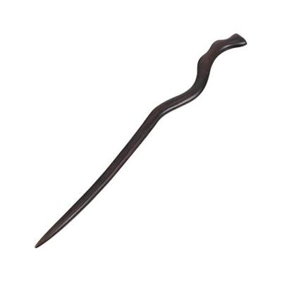 LALAFINA Wooden Hair Stick, Handmade Natural Wood Hairpin, Simple Hair Accessory for Kimono and Everyday Use, Antique Style (Black), 1 Piece