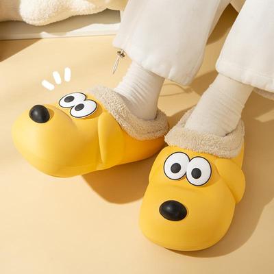 Cartoon Waterproof Cotton Slippers Women's Autumn and Winter Baotou Warm Slippers