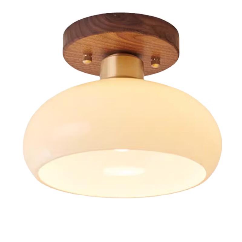 Mengpao Light Luxury Walnut Brass Chinese Corridor Ceiling Light