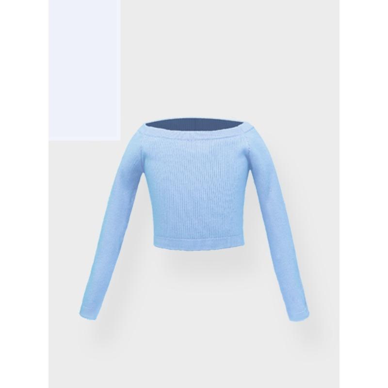 Kids Dance Sweater Girls Dance Wear Off Shoulder Practice Leotard Shawl Neck Sweater Chinese Dance Jacket