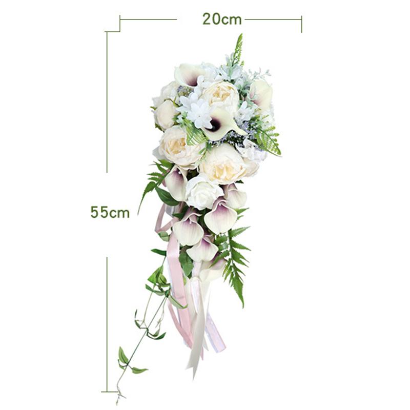 New Waterfall Wedding Bridal Bouquets for Wedding Calla Lilies Faux Rose Bride Wedding Bouquet Romantic Wedding Party Decoration