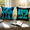Classic Rock Band UU2 Cushion Cover Pillowcase Antidustmite Invisible Zipper Short Plush Sofa Cushion