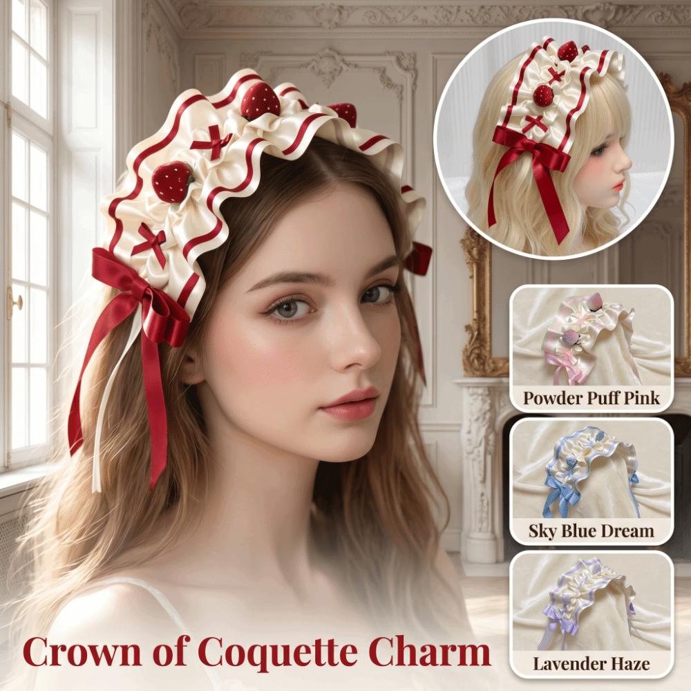 Elegant Strawberry Lolita Headband Handmade Lolita Hair Accessories Women Hair Scarf Daily Wear