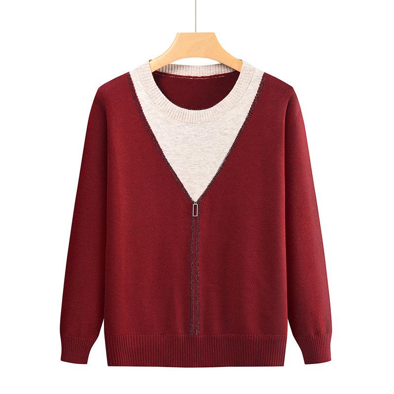 Ultra-Soft Long-Sleeve Sweater for Middle-Aged Women - Perfect for Spring & Autumn