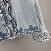Womens Denim Jacket 2026 Loose Fit Embroidered Spliced Streetwear Top