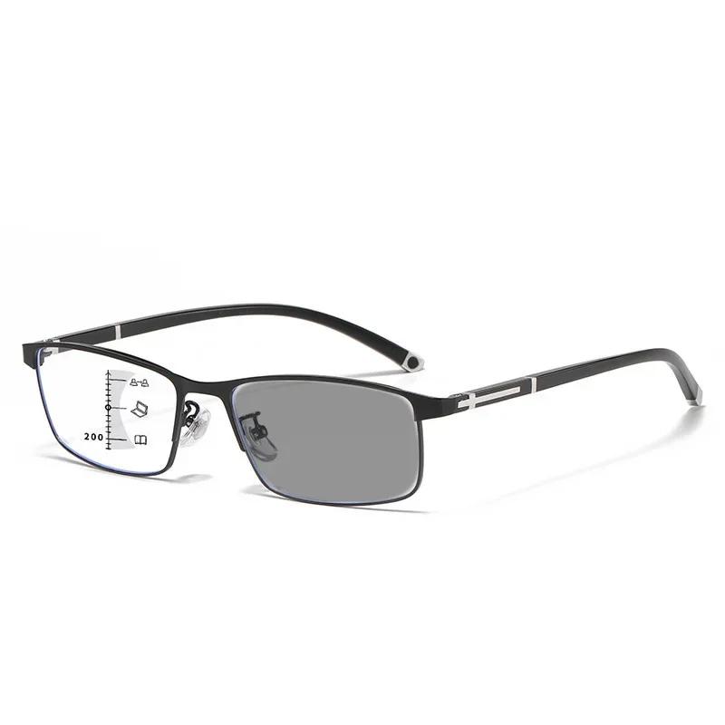 Trendy Anti-UV Pochromic Reading Glasses Men Women Vintage Multifocal Glasses Unisex Fashion Color Changing Presbyopia