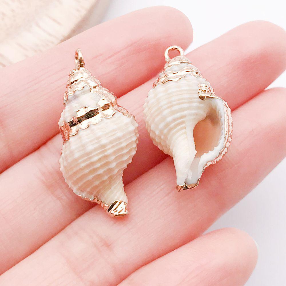 White & Yellow Electroplated Ocean Shell Conch Pendant Charm for DIY Jewelry