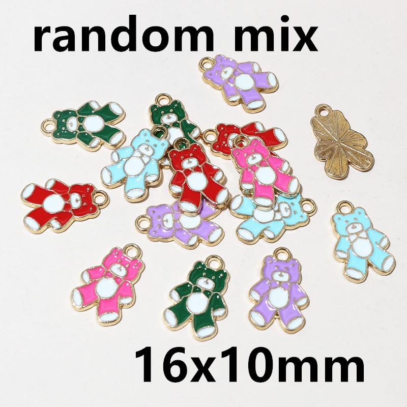 

20pcs Enamel Rugby Bear Flower Charms Pendant Alloy Metal DIY Jewelry Making Accessories Findings for Earrings Bracelet Necklace