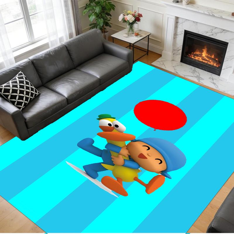 Anti‑Slip Crystal Velvet Floor Rug, Pocoyó cartoon Design Carpet for Indoor Living Bedroom Home Decoration