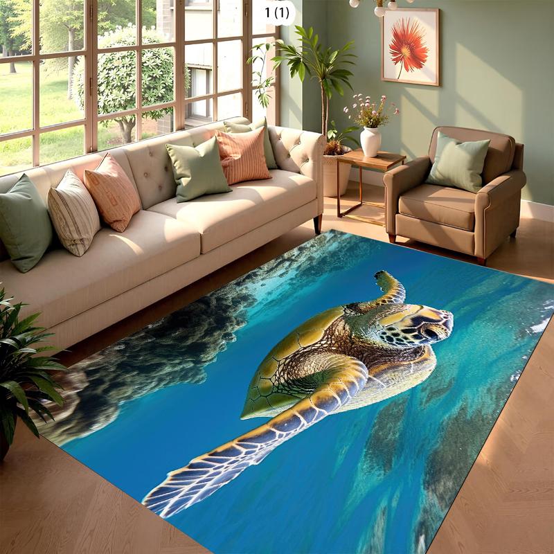 

Sea Turtle Pattern Living Room Carpet Ocean Themed Home Decor Area Rug Soft Non-slip Floor Mat for Bedroom Living Room 40X60cm