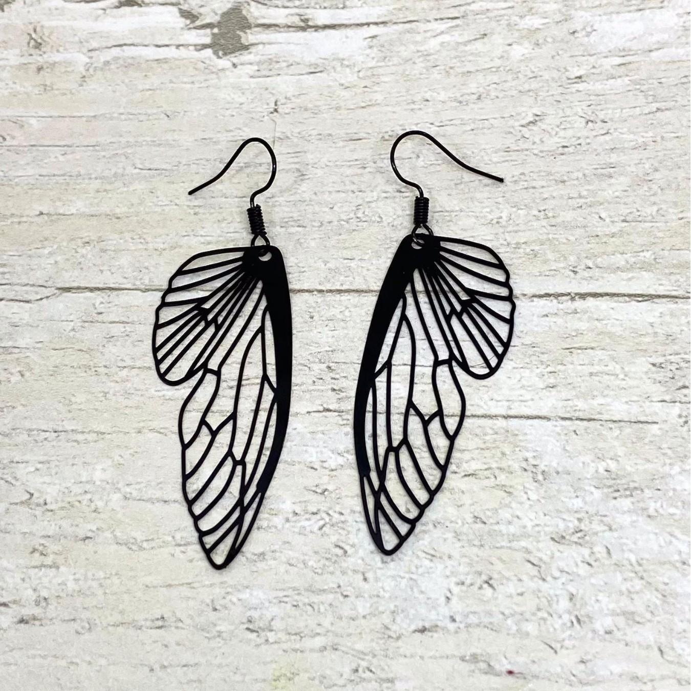 

Готические черные серьги-бабочки, серьги-подвески с крыльями феи, фантазийные волшебные эффектные украшения для женщин