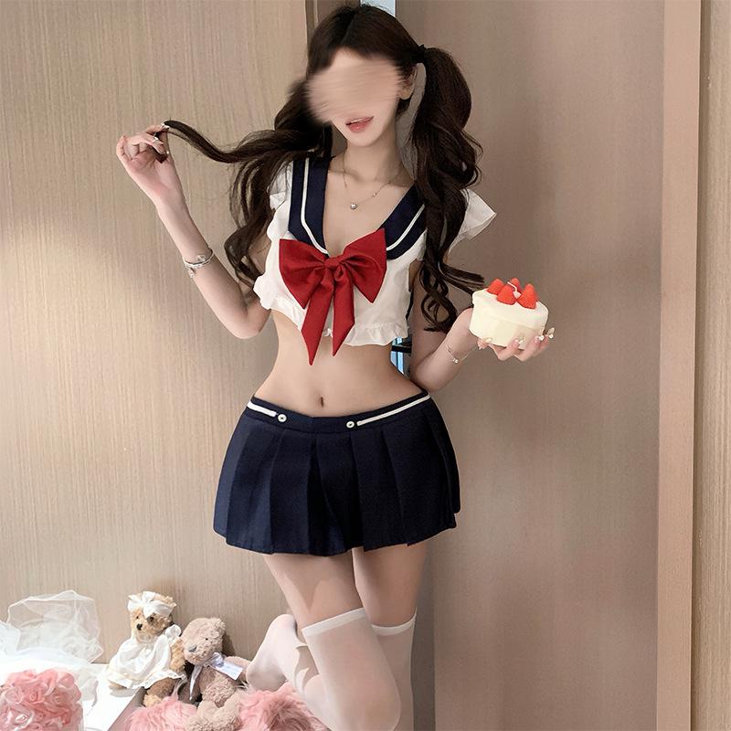 Seductive Schoolgirl Mini Skirt Sailor Suit Sleepwear Set