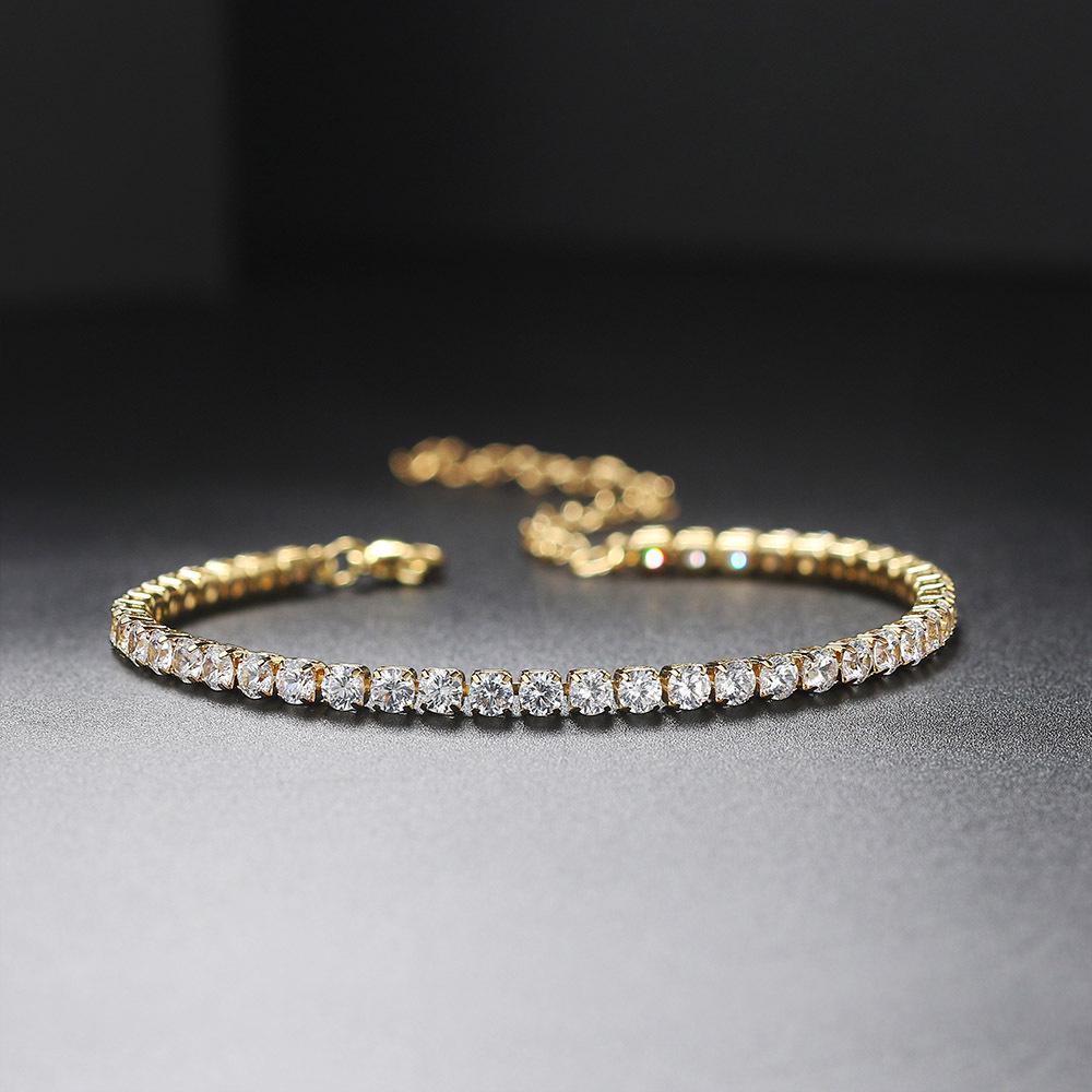 Luxury Zircon Women's Anklet: European & American Trendy, Gold-Plated Tennis Chain with Paved Diamonds