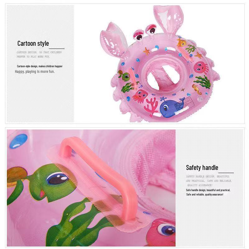 Eco-friendly Thickened PVC Animal Seat Crab Swimming Ring for 1-3 Year Olds