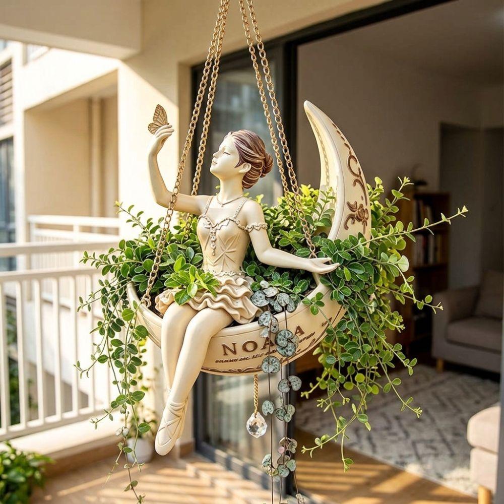Elegant Ballerina Figure Moon Girl Flower Pot Whimsical Succulents Planter Home Balcony