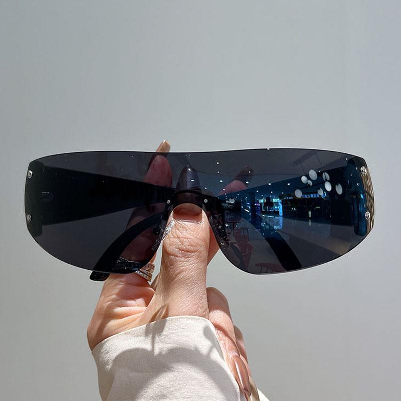 Óculos de Sol Sem Aro Designer de Marca Mulheres Para Homens Peça Única Tendência Luxo Óculos de Sol Rebite Steampunk Tons de Rosa Uv400