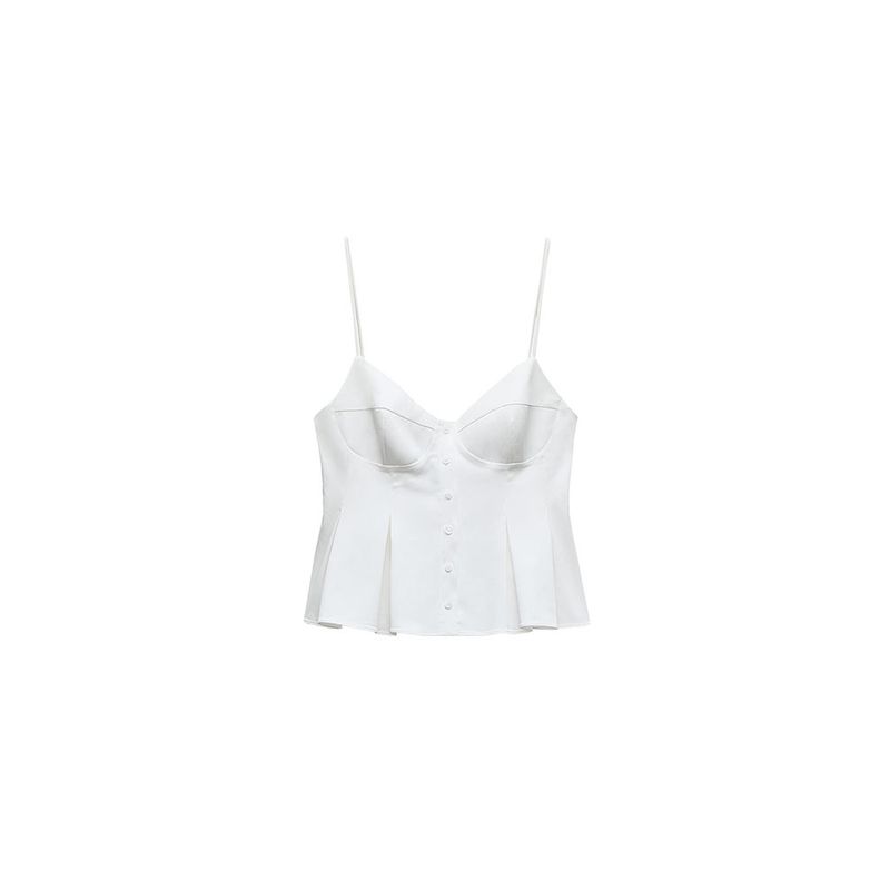 Za2025 Spring-Summer New Type Women's Clothing Sexy All-Matching Slim Fit Small Pleated Poplin Camisole Short Top 2178083