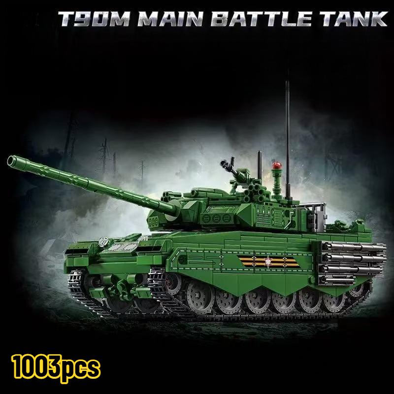 Military WW2 MOC Leopard 2A7 Army Main Battle Tank Soldiers Building Blocks Bricks M1 T90M Tank Kits For Kids Boys Gifts