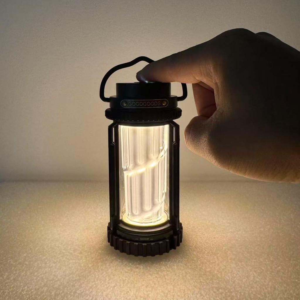 GOODGOODS DS-01G Rechargeable LED Lantern with Tripod Stand, Magnet, Camping Light, Up To 38 Hours of Light, 5 Dimmable Modes, Waterproof, Outdoor Lan