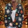Women's Christmas Print Long Sleeve Knit Cardigan Button Front Sweater
