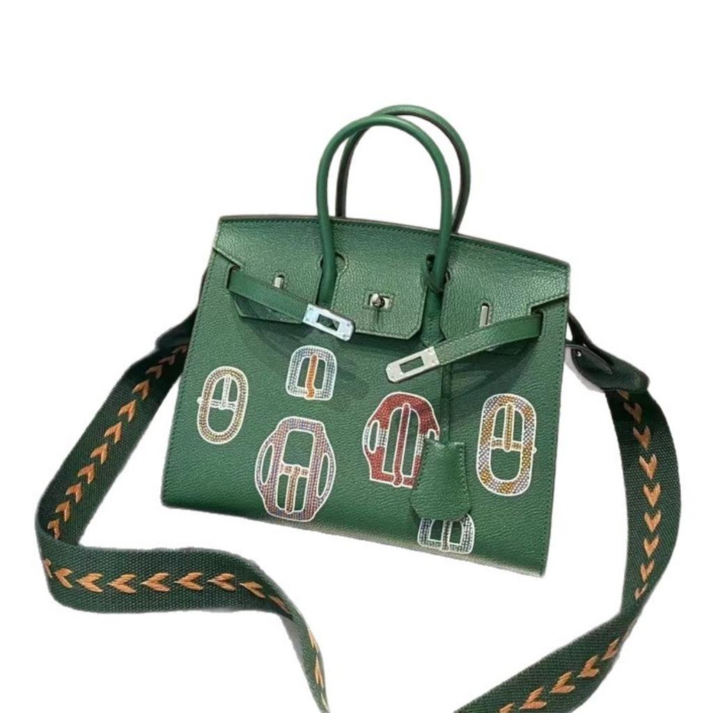 TOGO Leder Perlen besticktes Abzeichen Platin Tasche (B13-25BK)