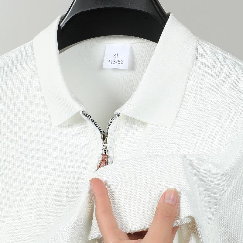 2026 Spring/Summer New Casual Collar Zipper Cotton Polo Neck Men's Business Casual Shirt