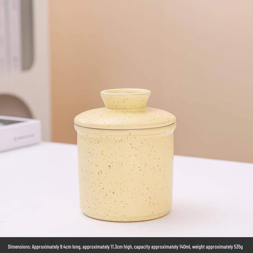 Ceramic Butter Dish - Freshness Preservation Sealed Jar, Creative Western Style Butter Box.