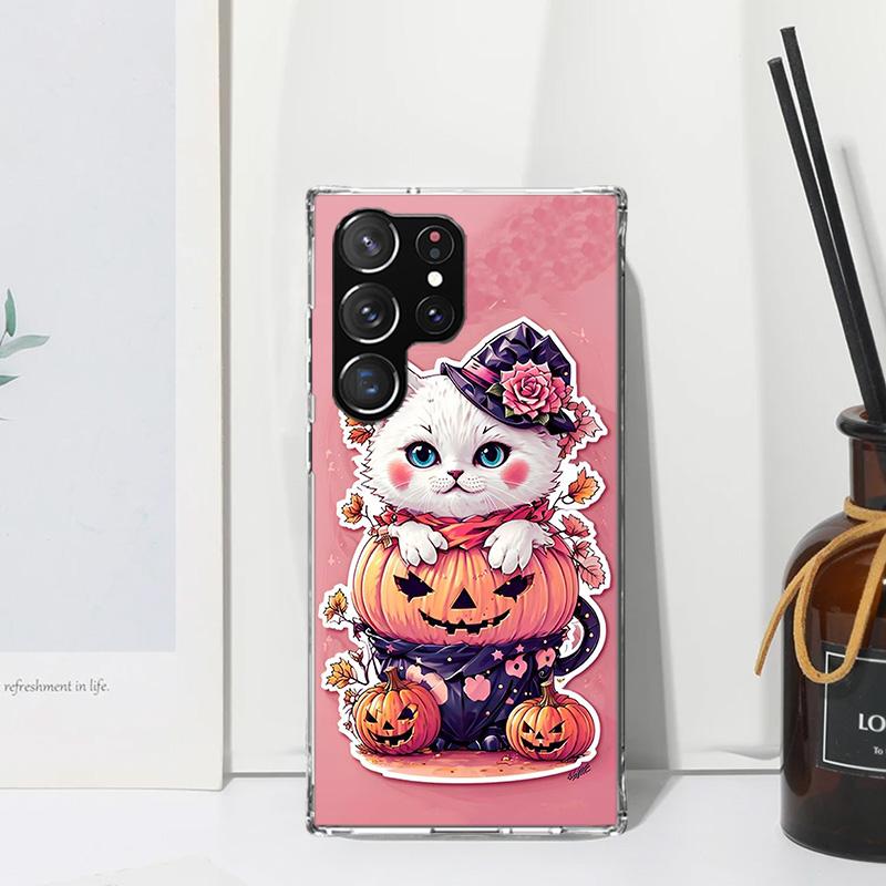 Kitten Cat Christmas Pumpkin Phone Case For Samsung Galaxy S25 S24 S23 S22 Ultra S21 FE S20 Plus S10 + S10E Art Fundas Back Cove