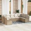 VidaXL 9-piece Garden Sofa Set with Beige Cushions Poly Rattan 3345521