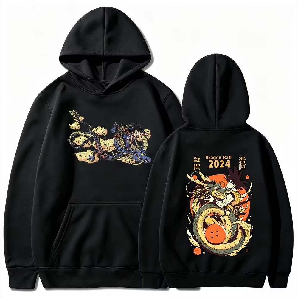 Dragon Ball Men's Hoodie Shenron and Goku Print Anime Sweatshirt High Quality Warm Autumn Winter Sports Hooded Top