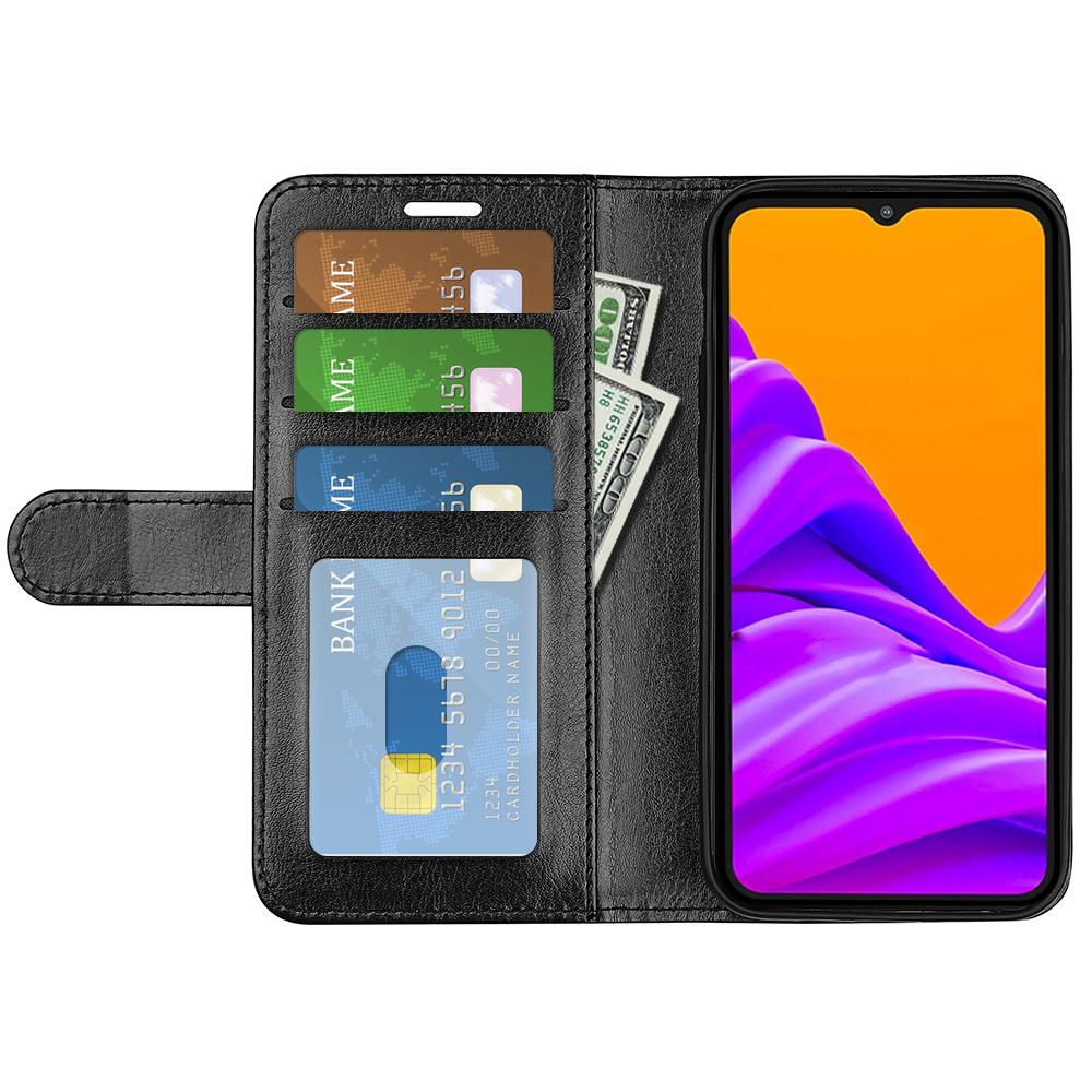 

For Samsung Galaxy Xcover7 Case Crazy Horse Texture Stand Leather Phone Cover Black