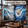 Custom Name Flannel Throw Blanket Manchester City Pattern Warm Home Decoration