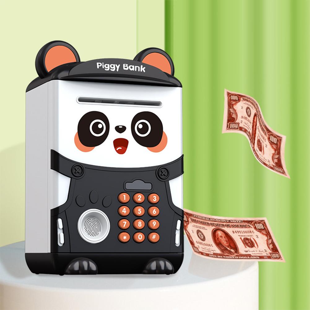 Electronic Piggy Bank With Fingerprint Recognition Password Cartoon Panda Money Bank Auto Scroll Money Saving Box Gifts For Kids