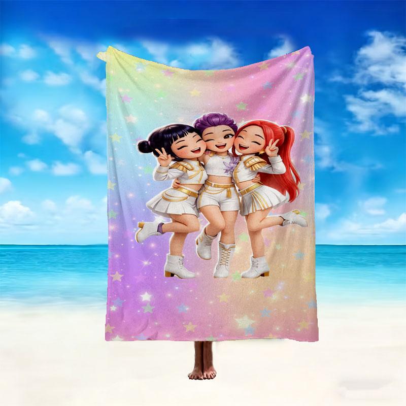 Kpop Demon Hunters Pattern Blanket, Cozy Blanket for All-Season Comfort on Sofas, Beds, Office, Car, Camping and Travel