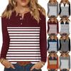 Dames T-skjorte Trykk Knapper Langermet Hverdag Helg Mote Basic V-hals Normal Topp