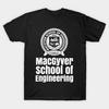 Men Black Print T-shirt Macgyver School Of Engineering No-Cut Transfer Paper Print Cotton Tshirt