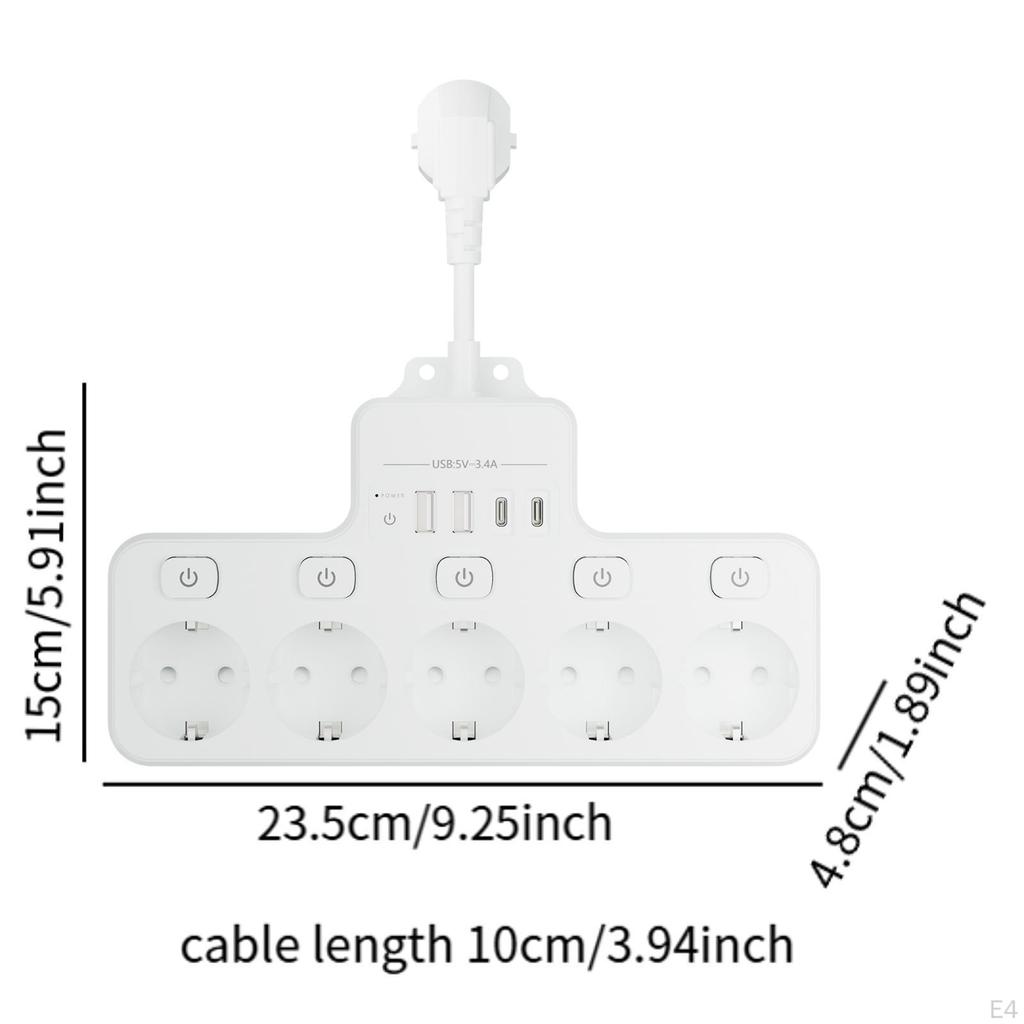 EU 250V AC Outlets Plug Power Strip Professional Multipurpose Travel Adapter Black