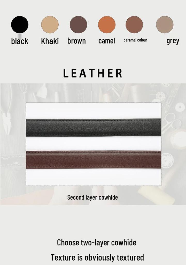 Women's Designer Versatile Black Leather Belt - Genuine High-Grade Cowhide, Unisex, Perfect for Jeans.