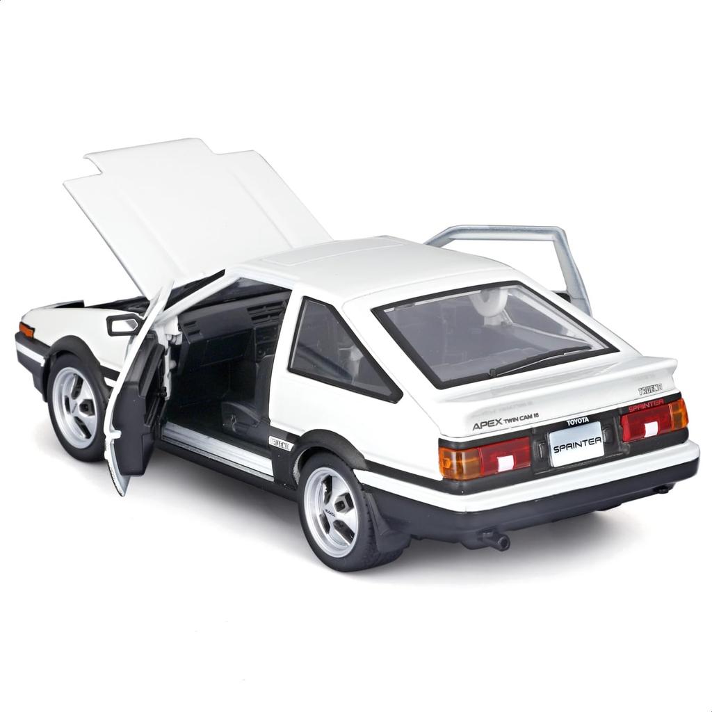 Maisto 1/24 Scale Toyota Sprinter Trueno AE86 White/Black / Diecast Model Car, Finished Model, 32916 WT