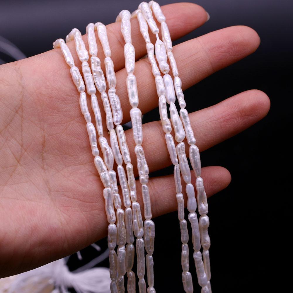 1String, Natural Freshwater Pearls, 4×14-5×15mm White Toothpick Shape Pearl Beads for Jewelry Making DIY Crafts, Wedding Gifts for Women, 36cm