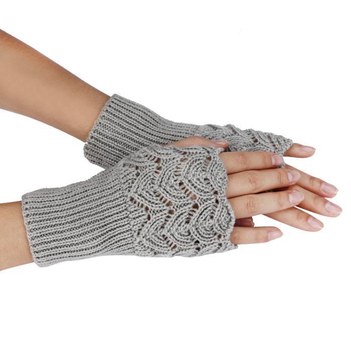 Women's Warm Winter Brief Paragraph Knitting Half Fingerless Gloves